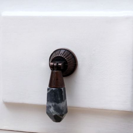 Dark Stone and Metal Teardrop Knob for Wardrobe and Cupboard